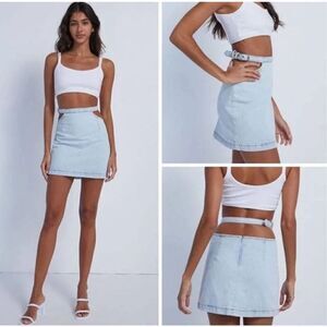 Revolve We Wore What Womens Cut Out Denim Skirt Indigo NEW